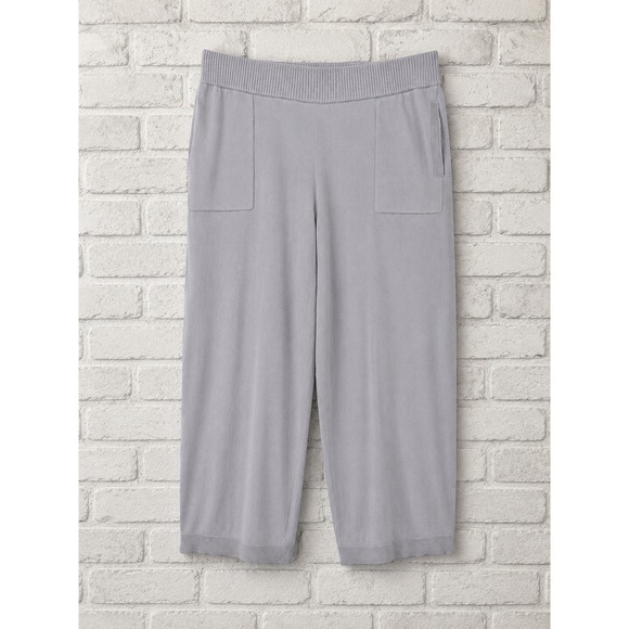 Soma Pants - Soma 24/7 Cropped Sweater Pants Periwinkle Blue Cotton Knit Wide Leg Crop XL